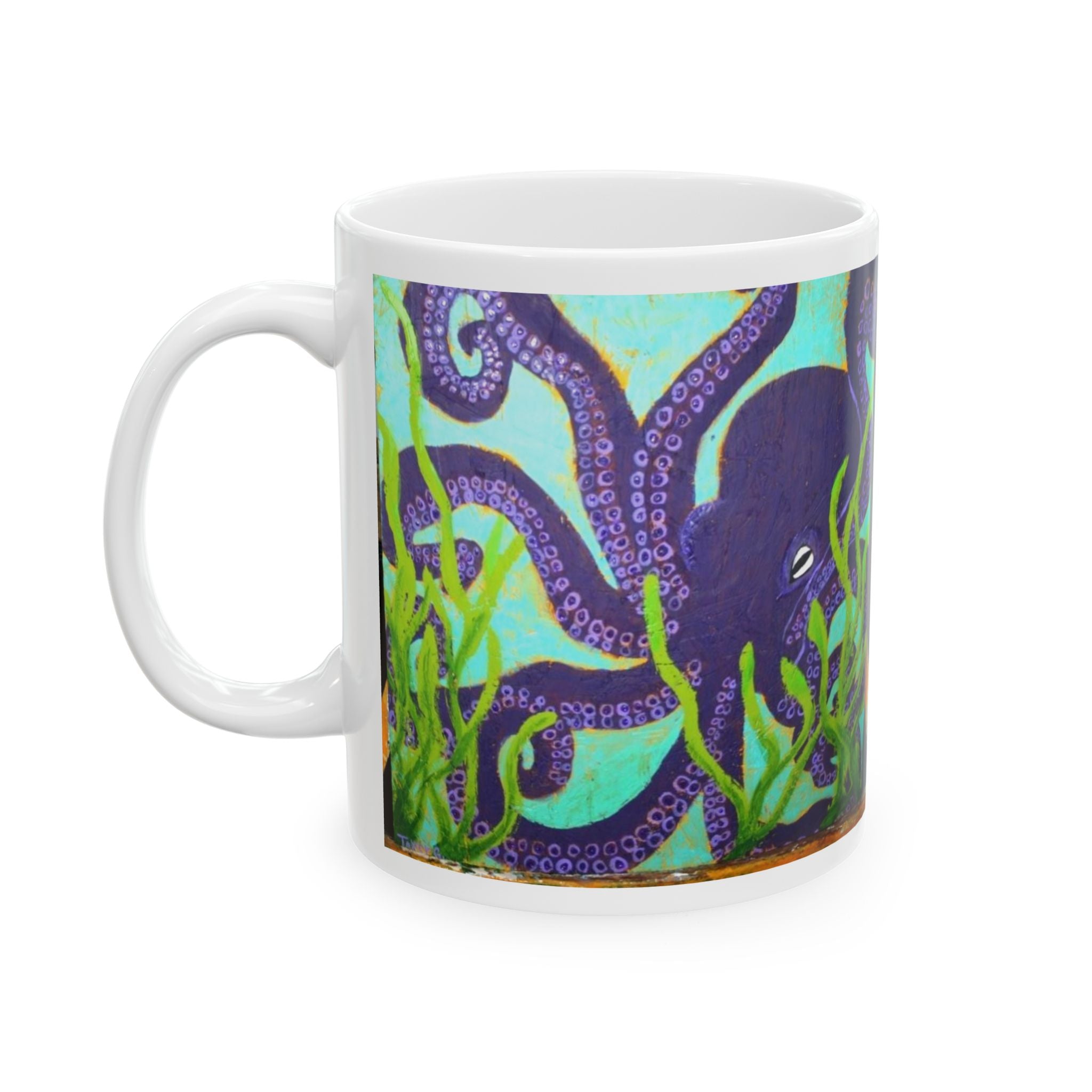 Octopus Ocean Ceramic Mug — Colorful Underwater Octopus Coffee Cup (11oz/15oz)