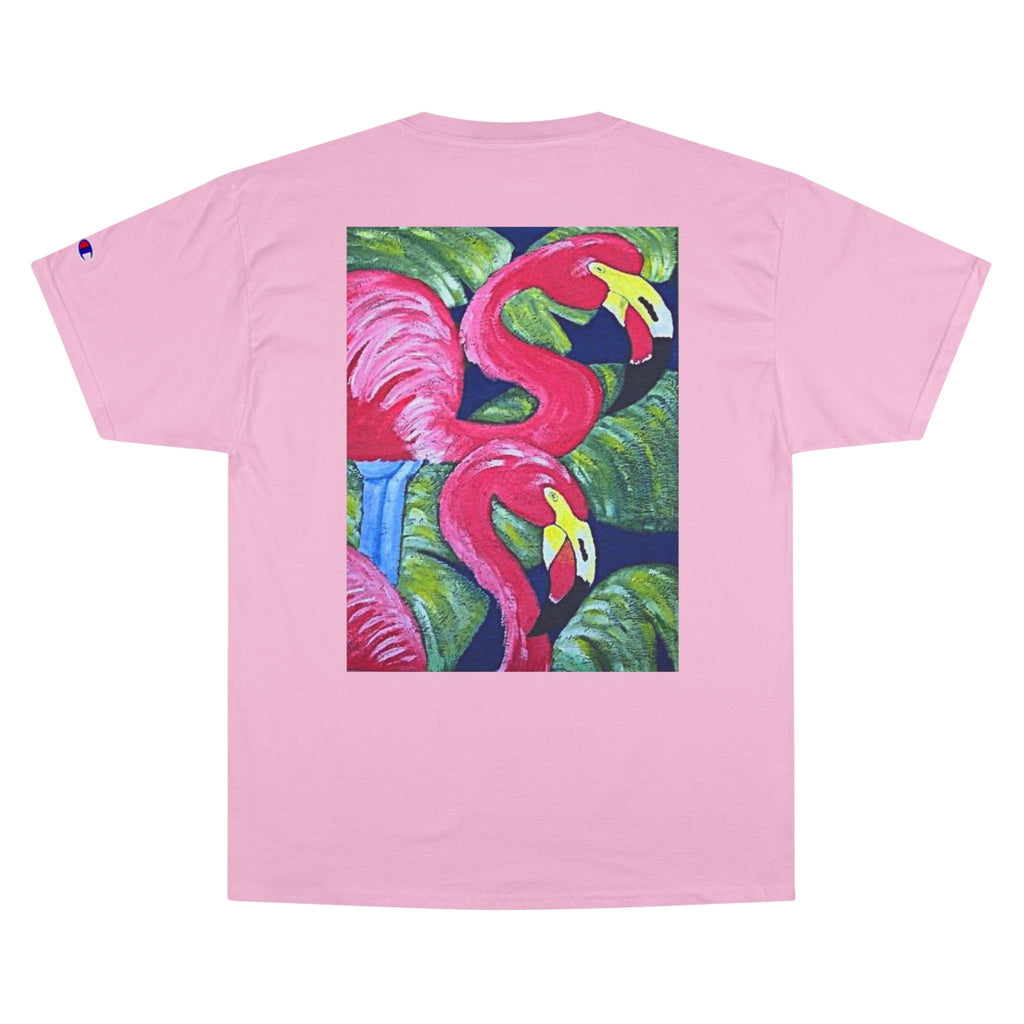 Pink Flamingo Beach T-Shirt — Tropical Sunset Graphic Tee