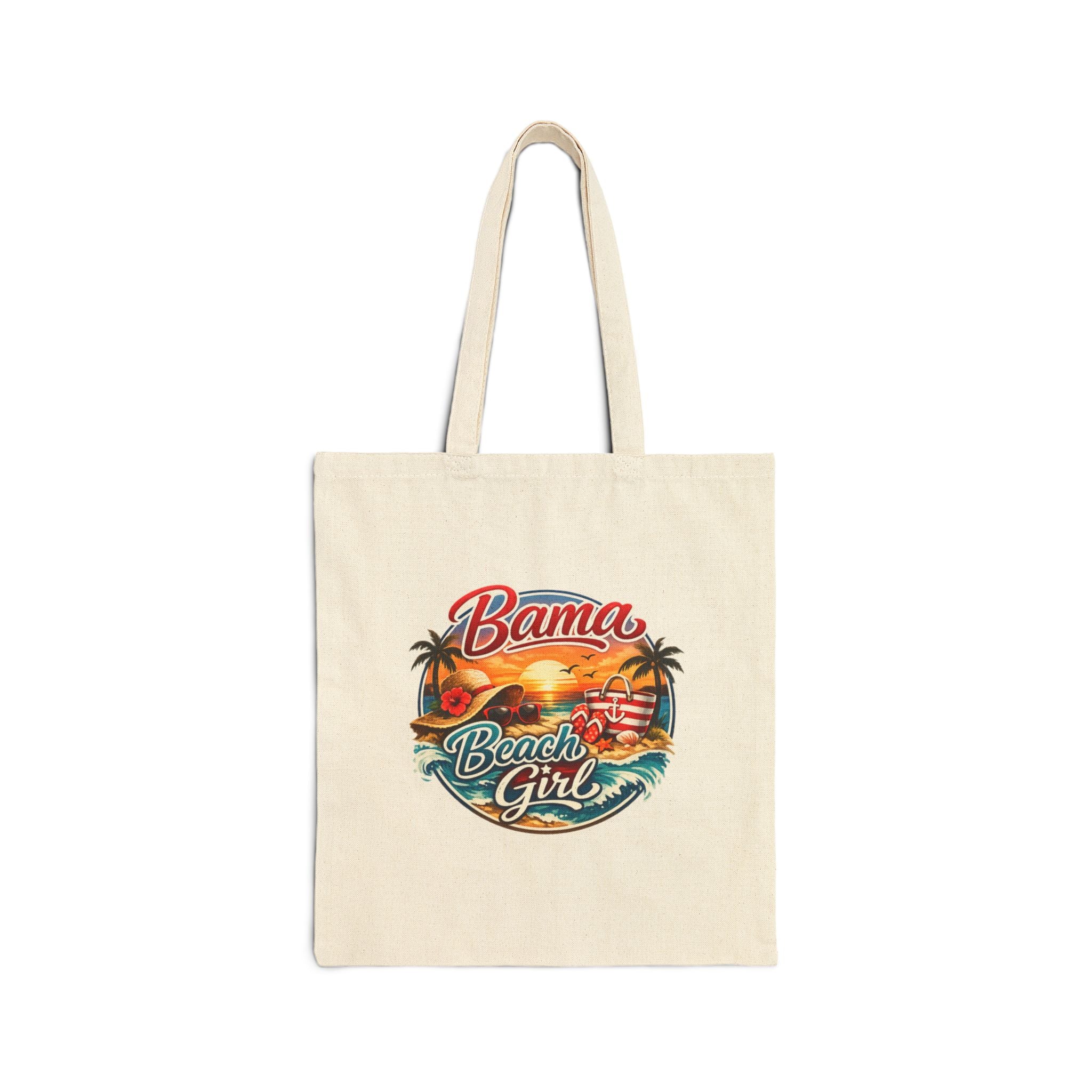 Tote — "Bama Beach Girl" Vintage Sunset Cotton Canvas Tote