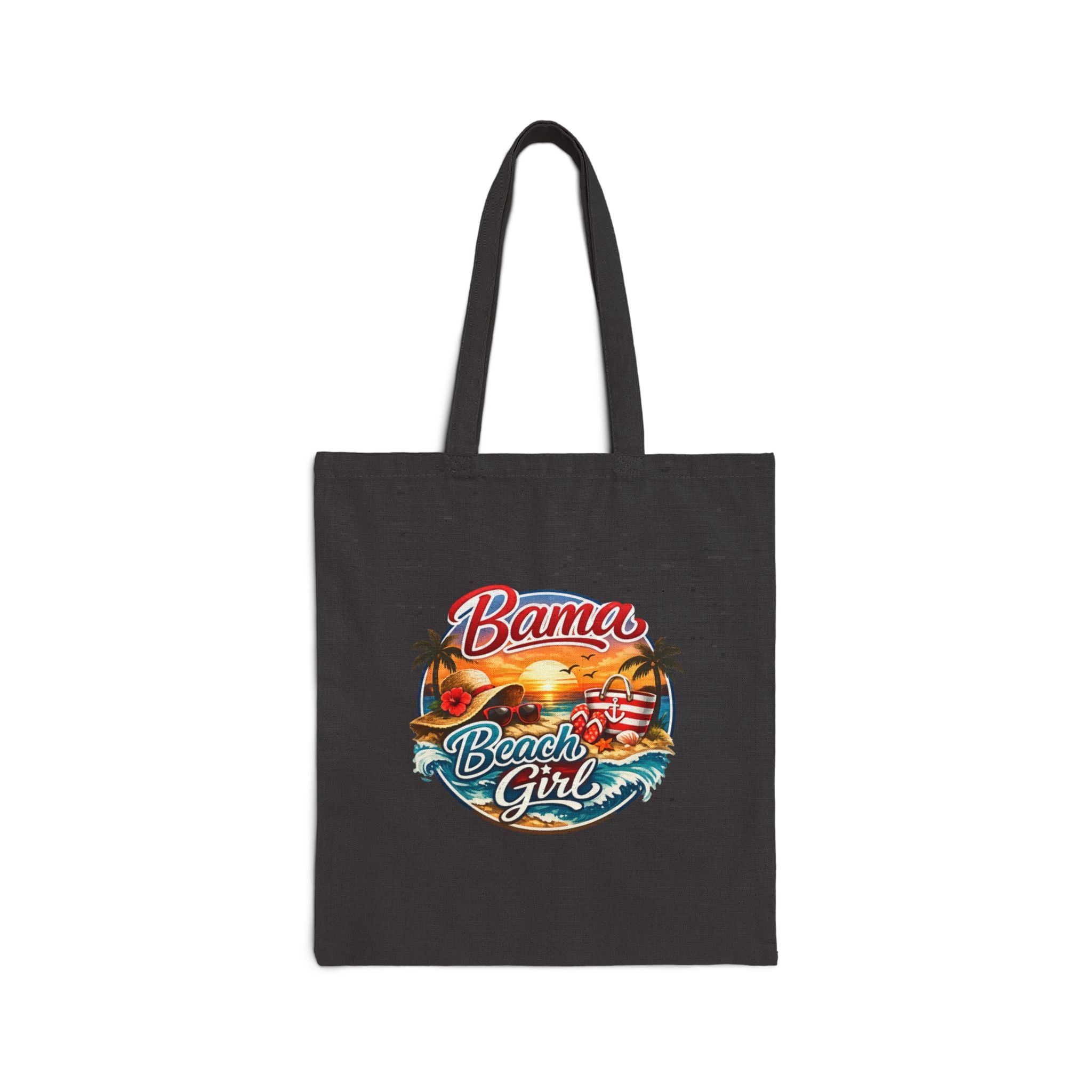 Tote — "Bama Beach Girl" Vintage Sunset Cotton Canvas Tote