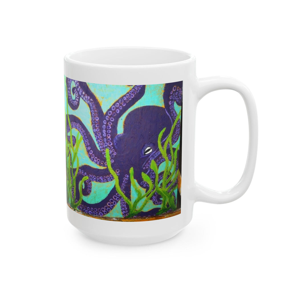 Octopus Ocean Ceramic Mug — Colorful Underwater Octopus Coffee Cup (11oz/15oz)
