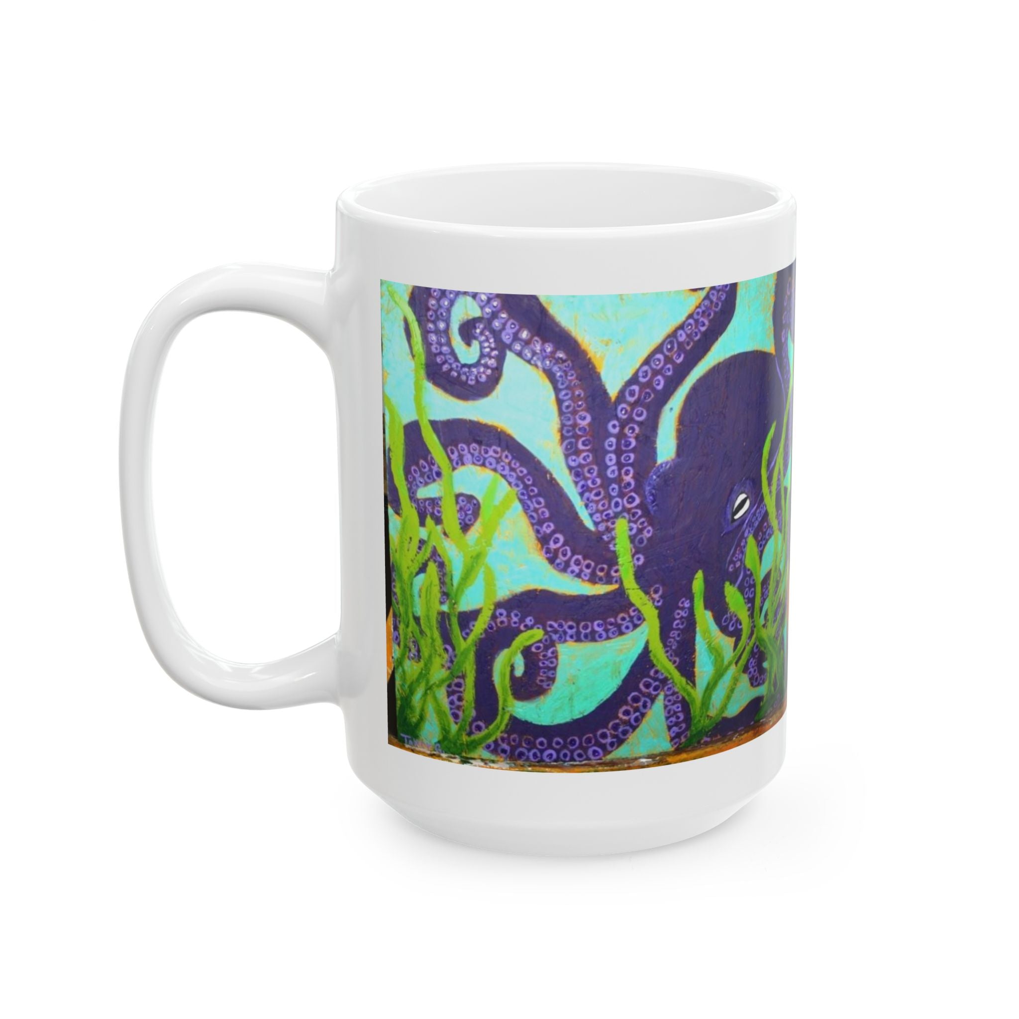 Octopus Ocean Ceramic Mug — Colorful Underwater Octopus Coffee Cup (11oz/15oz)