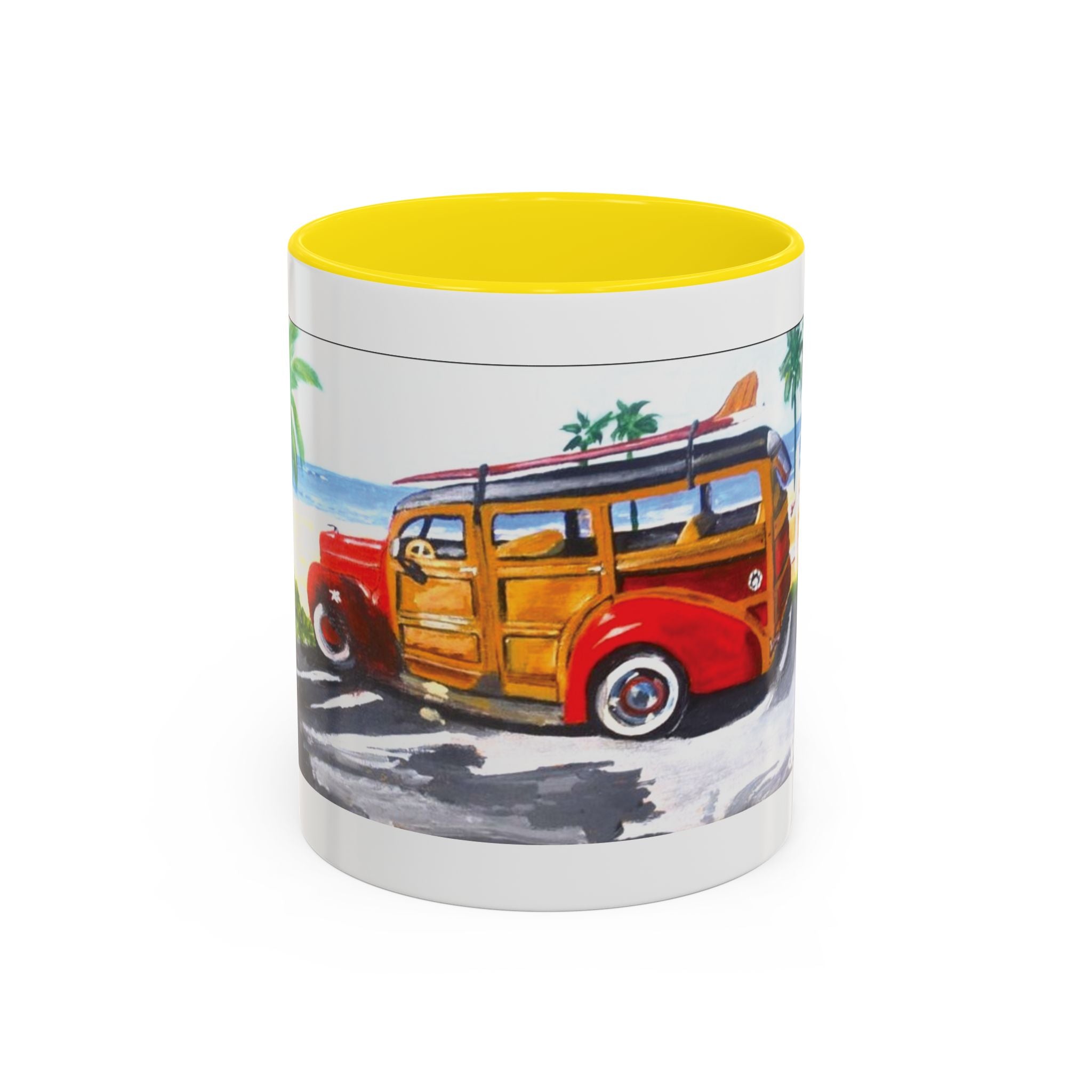 Surf Woody Beach Coffee Mug — Tropical Retro Van Accent Mug (11/15oz)