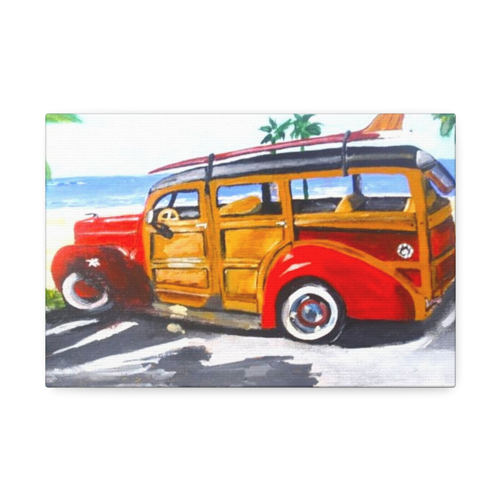 Vintage Surf Woody Canvas Print — Stretched 1.5" Beach Wall Art