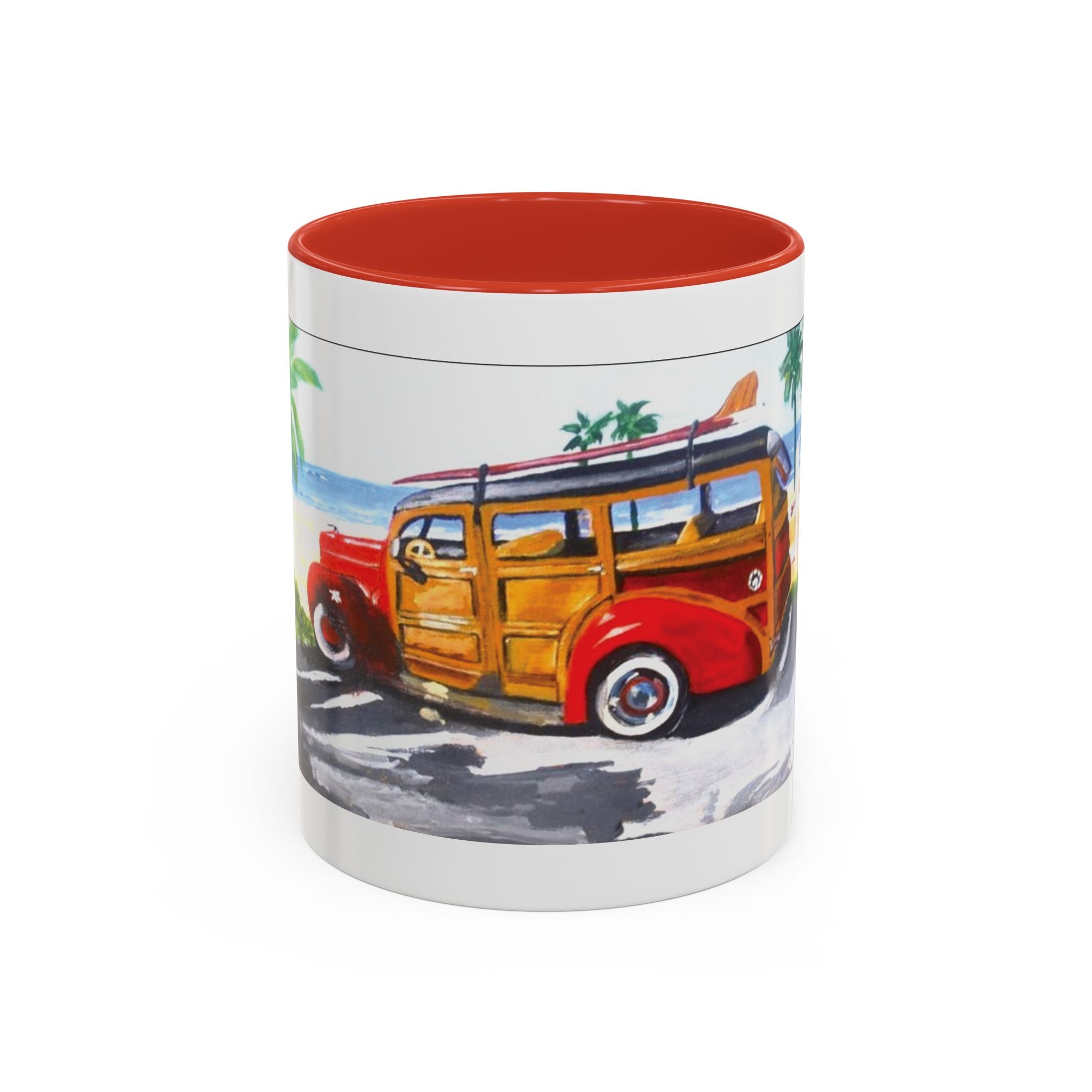 Surf Woody Beach Coffee Mug — Tropical Retro Van Accent Mug (11/15oz)