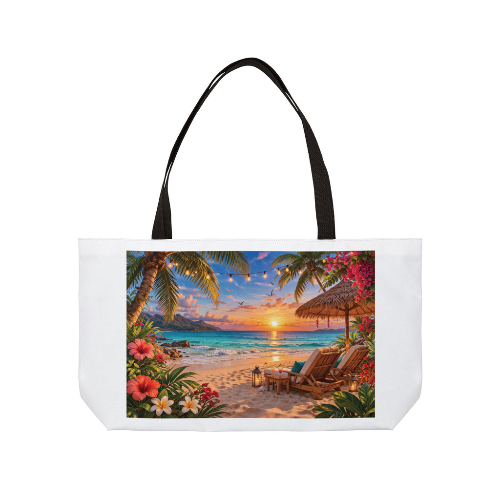 Weekender Tote Bag - Tropical Sunset Beach Carryall | 'Bama Beach Girl' Vacation Tote