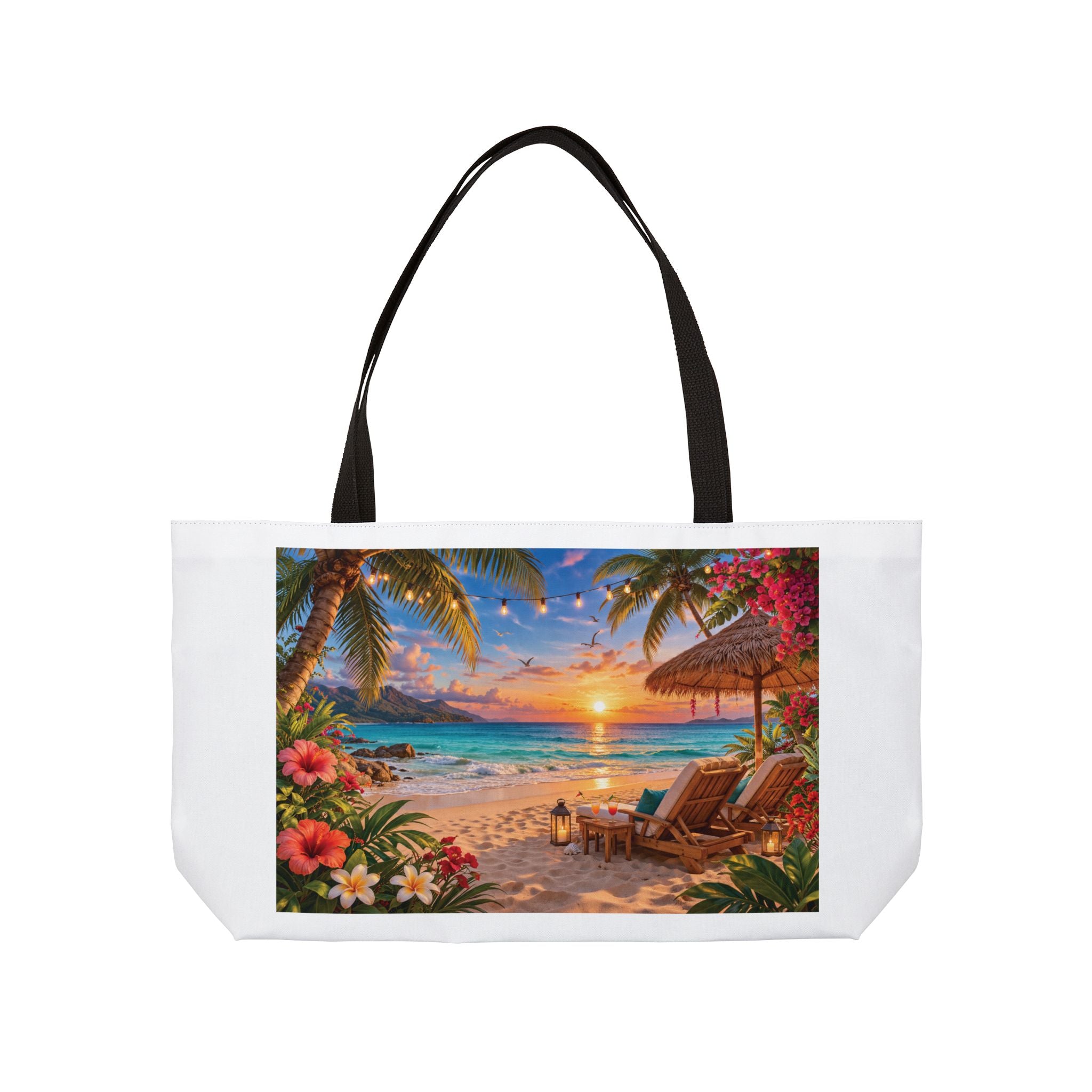 Weekender Tote Bag - Tropical Sunset Beach Carryall | 'Bama Beach Girl' Vacation Tote