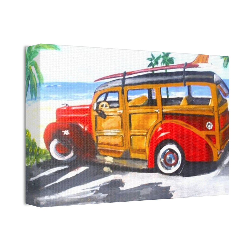 Vintage Surf Woody Canvas Print — Stretched 1.5" Beach Wall Art