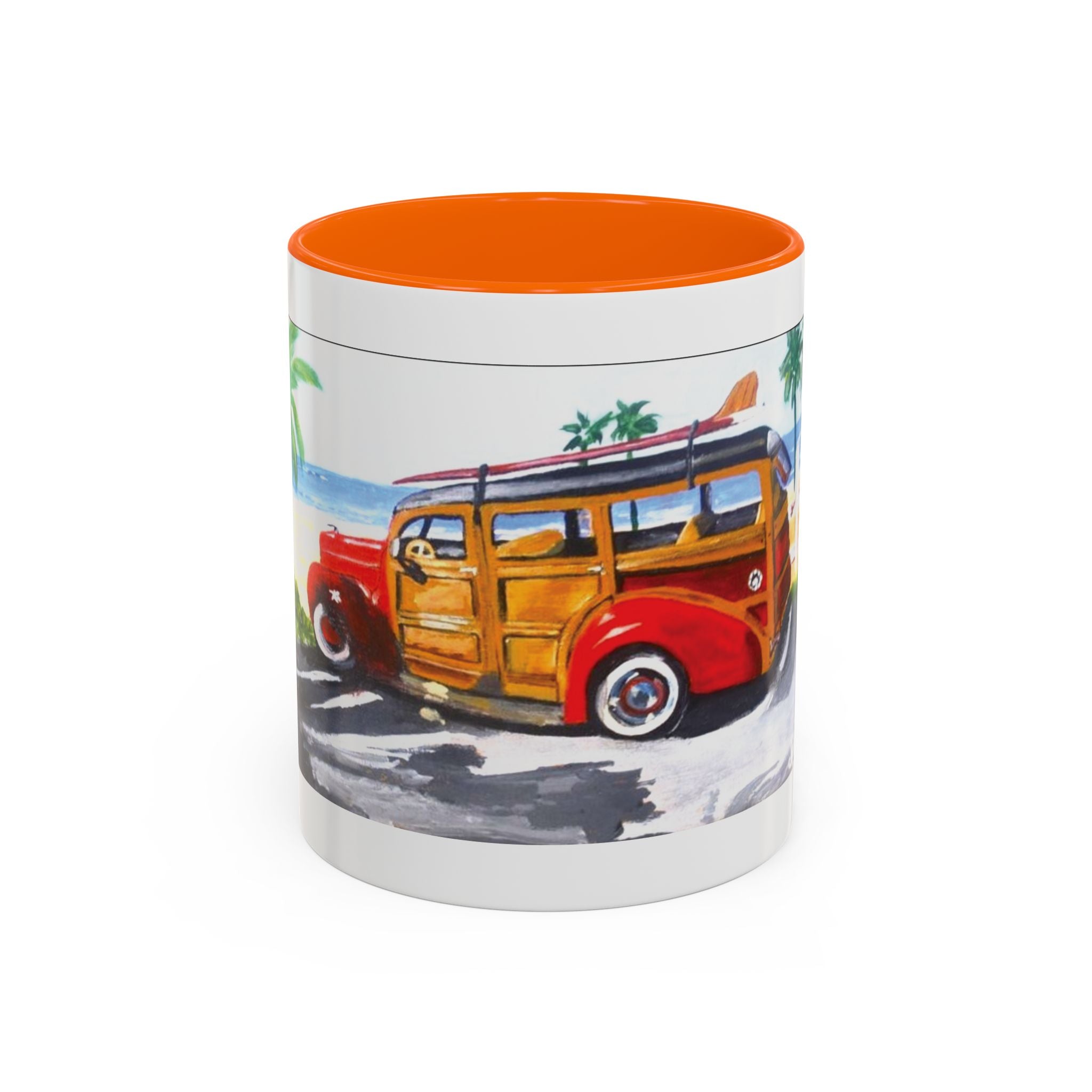 Surf Woody Beach Coffee Mug — Tropical Retro Van Accent Mug (11/15oz)
