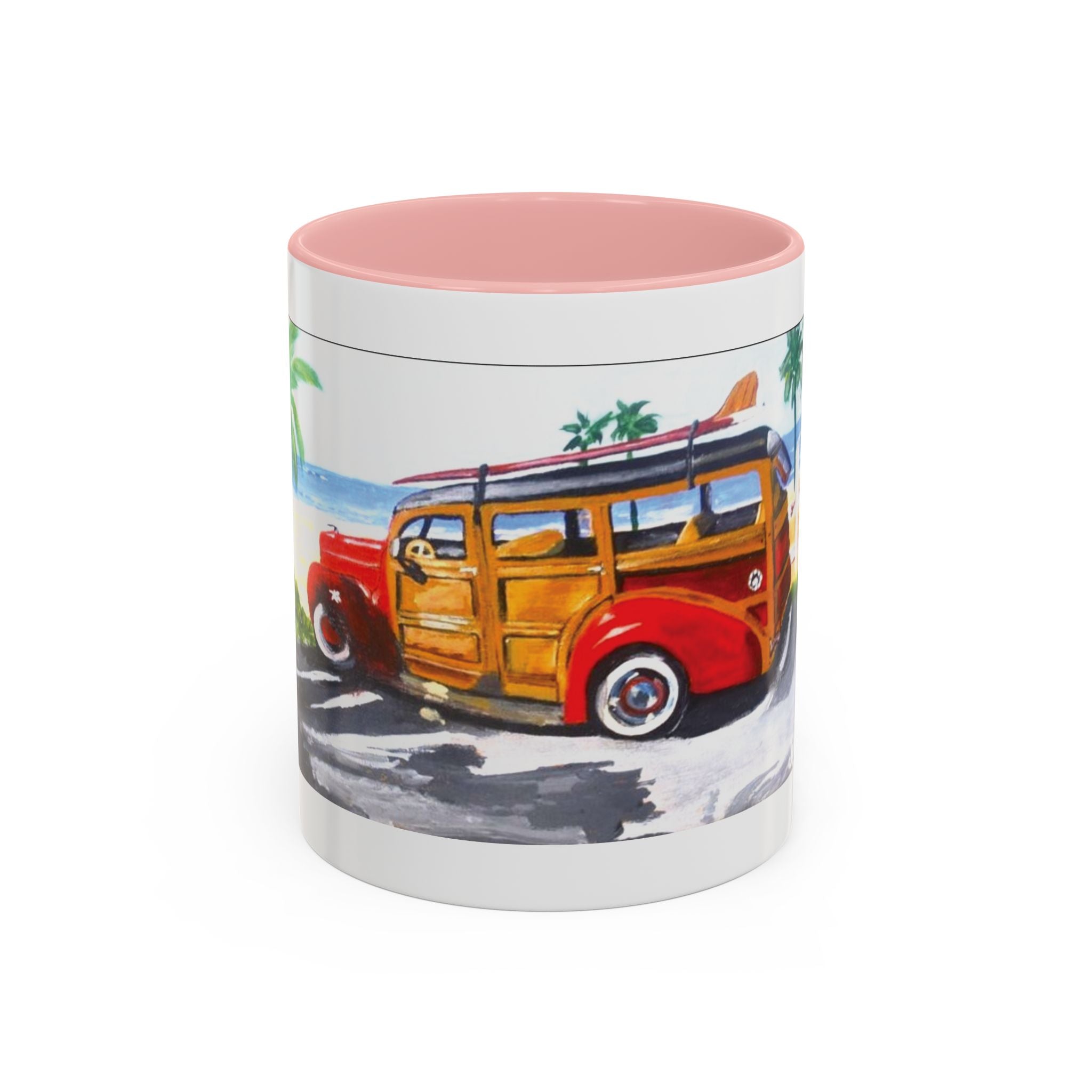 Surf Woody Beach Coffee Mug — Tropical Retro Van Accent Mug (11/15oz)