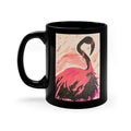 Flamingo Art Black Coffee Mug — 11oz Hand-Painted Pink Flamingo Ceramic