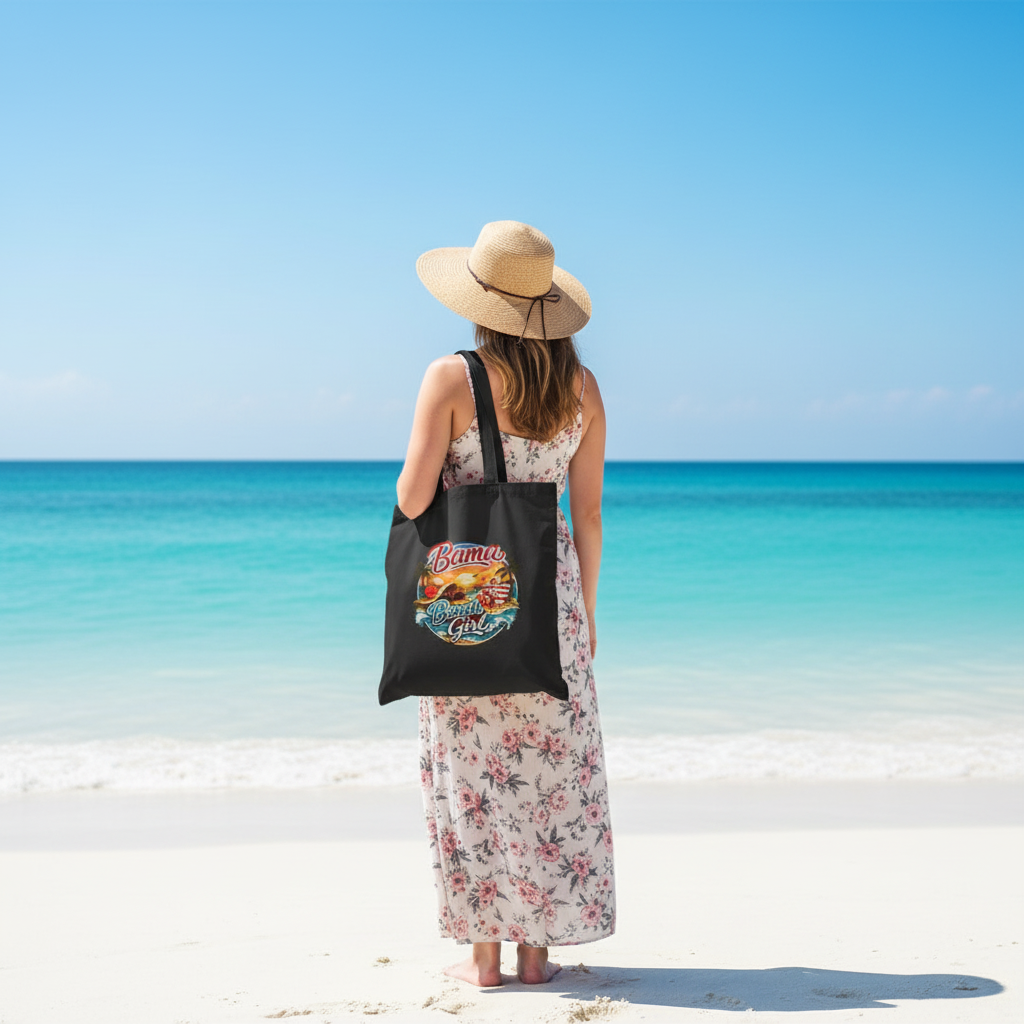 Tote — "Bama Beach Girl" Vintage Sunset Cotton Canvas Tote