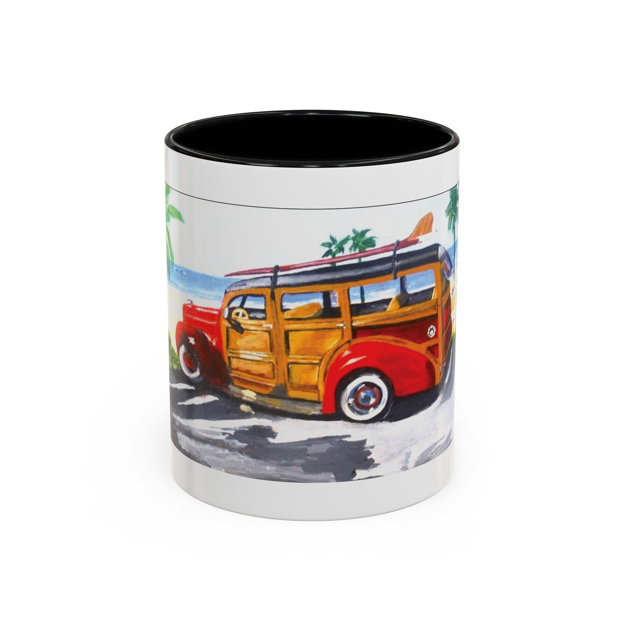 Surf Woody Beach Coffee Mug — Tropical Retro Van Accent Mug (11/15oz)