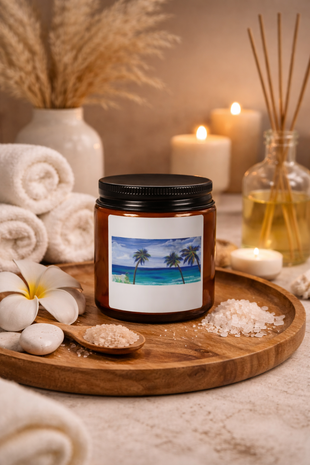 Scented Soy Candle (Multi-Size, Amber Jar)
