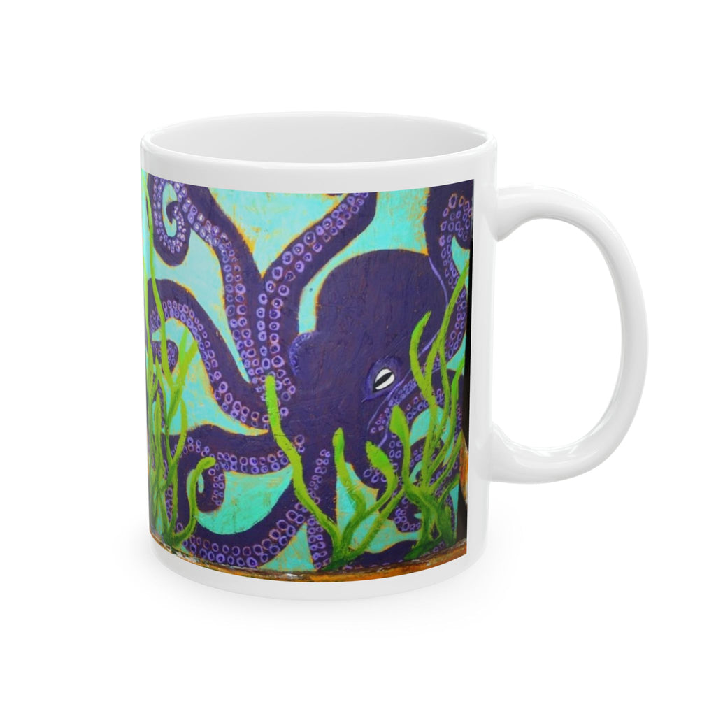 Octopus Ocean Ceramic Mug — Colorful Underwater Octopus Coffee Cup (11oz/15oz)