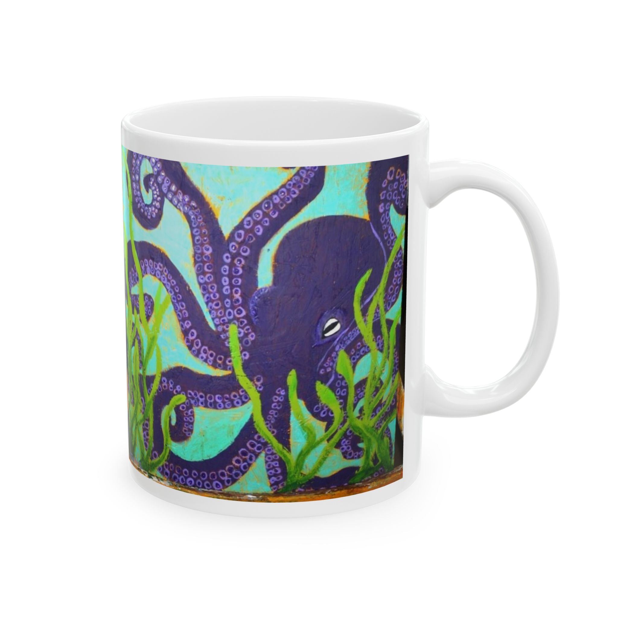 Octopus Ocean Ceramic Mug — Colorful Underwater Octopus Coffee Cup (11oz/15oz)