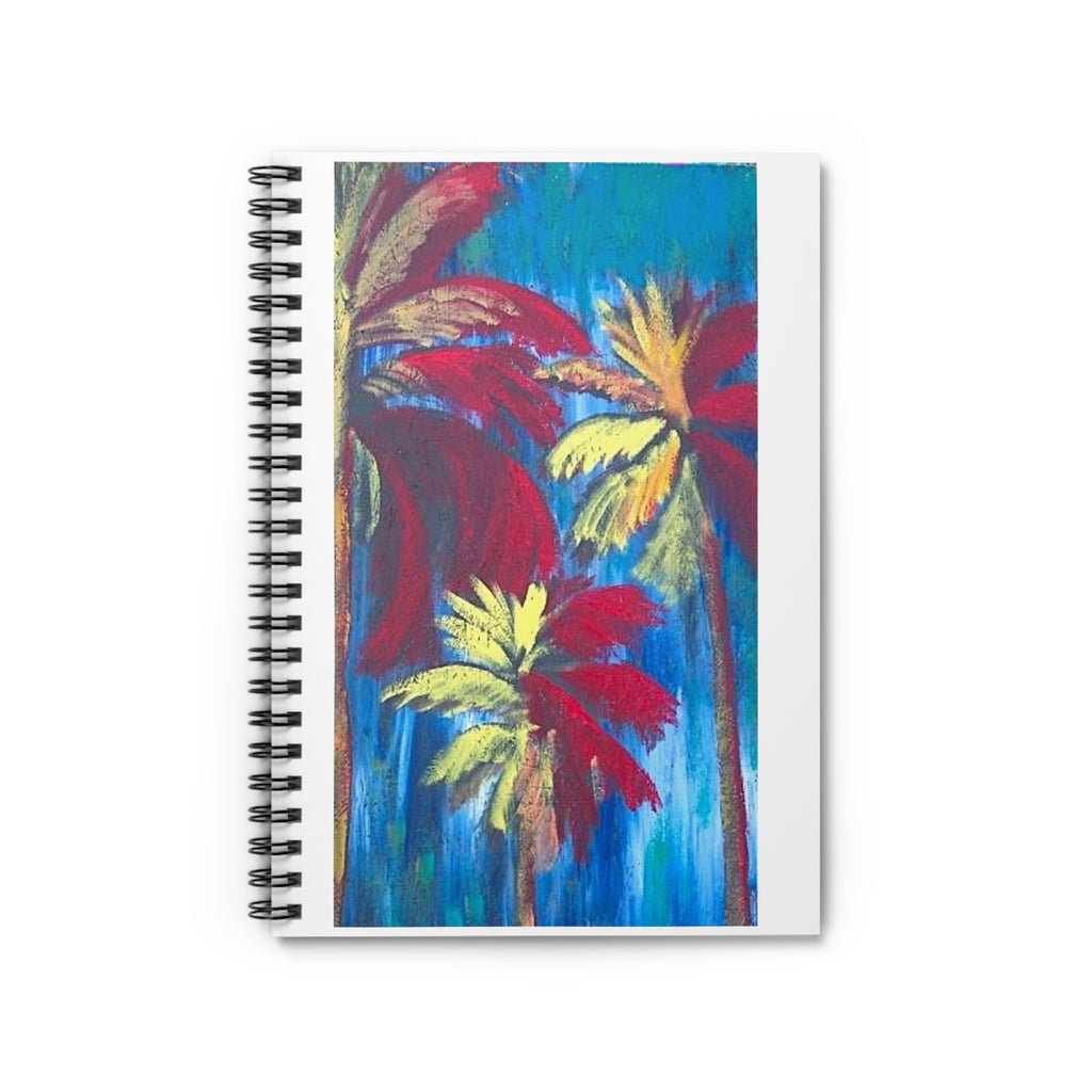 Tropical Palm Notebook — Colorful Abstract Palm Tree Spiral Journal (Ruled)