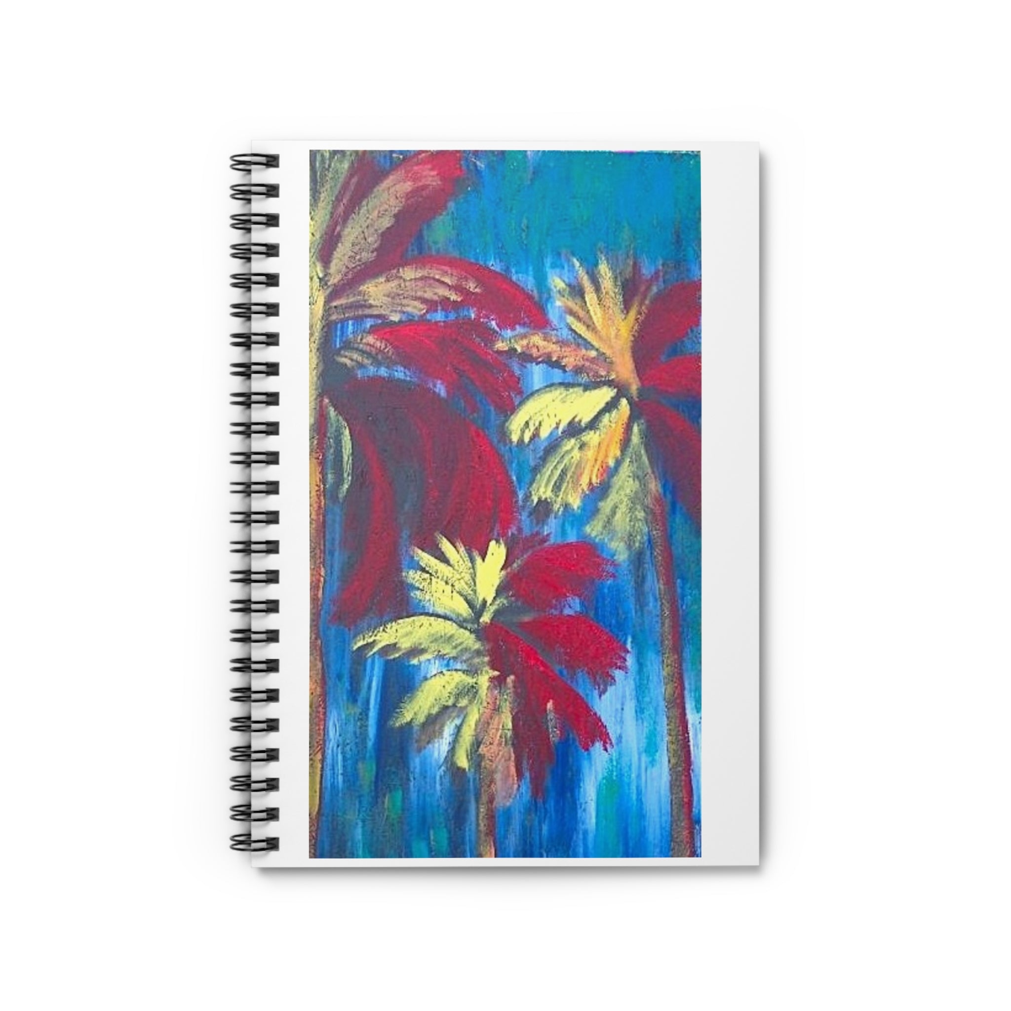 Tropical Palm Notebook — Colorful Abstract Palm Tree Spiral Journal (Ruled)