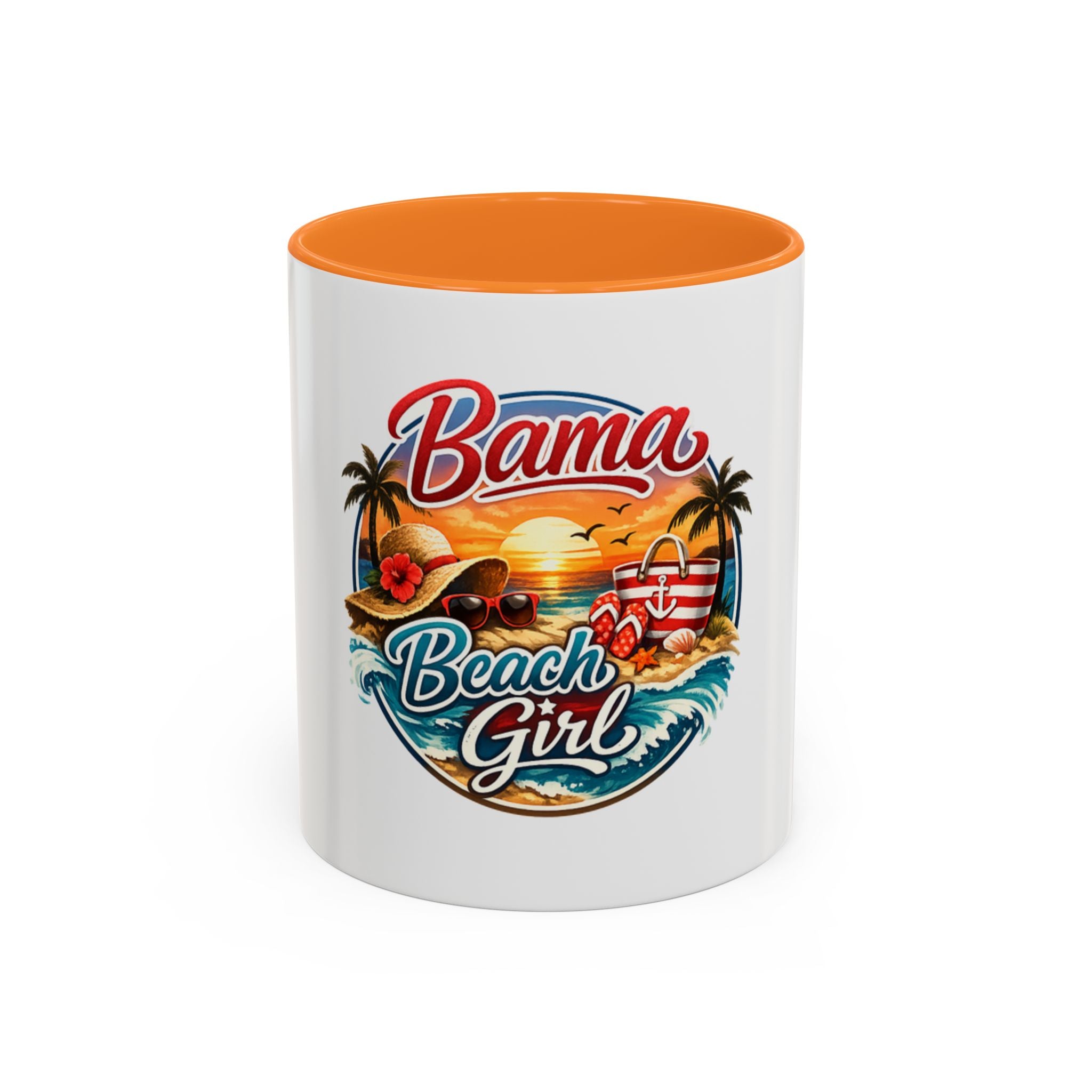 Bama Beach Girl Mug — Retro Tropical Sunset Coffee Cup (11oz & 15oz)