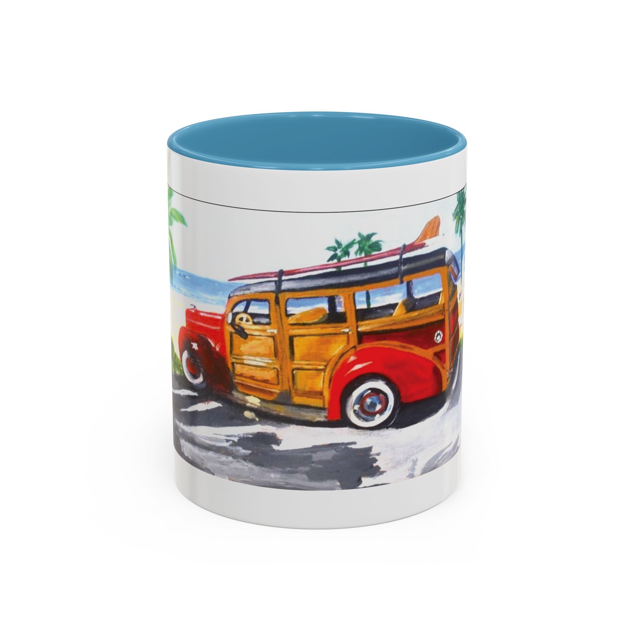 Surf Woody Beach Coffee Mug — Tropical Retro Van Accent Mug (11/15oz)