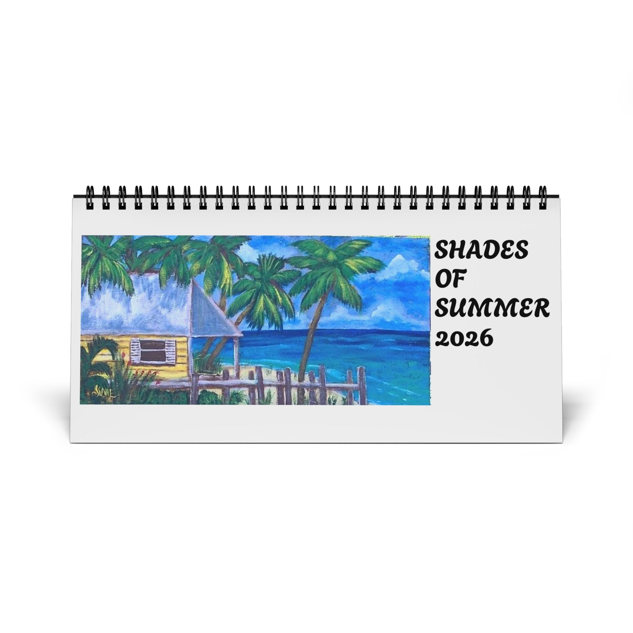 2026 Desktop Calendar - Grid Monthly Desk Calendar with Tropical Art