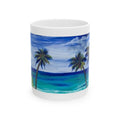 Tropical Palm Beach Mug — Ocean Sunrise Ceramic Coffee Cup (11oz)