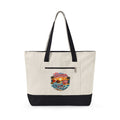 Canvas Tote Bag — Tropical Sunset Beach Design Zippered Tote