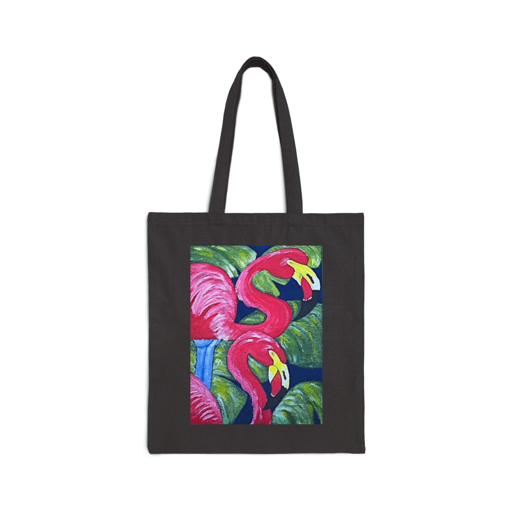 Flamingo Duo Cotton Tote Bag — Tropical Art Canvas Shopper
