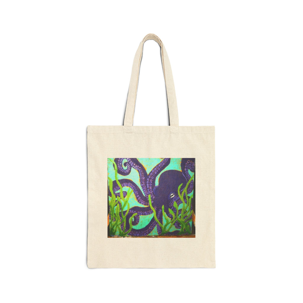 Octopus Canvas Tote Bag — Colorful Underwater Sea Life Art Tote