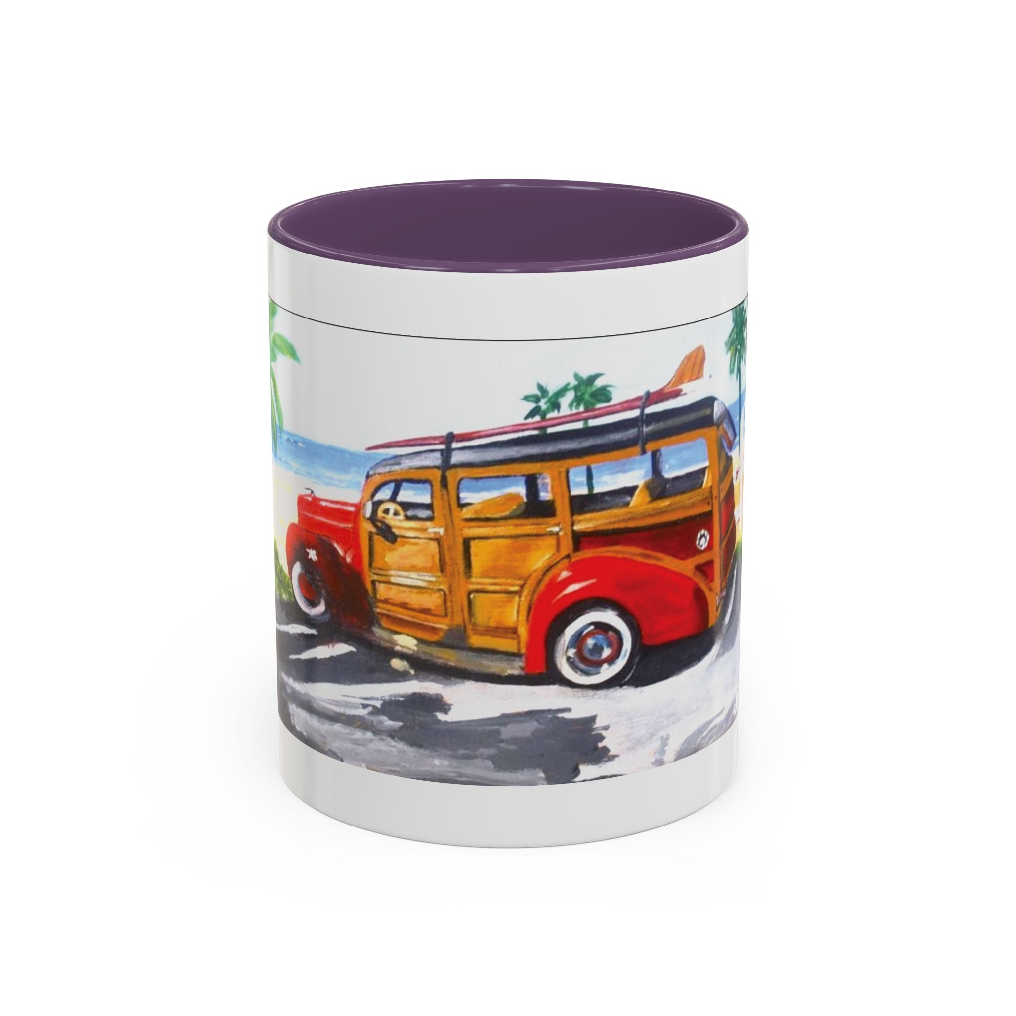 Surf Woody Beach Coffee Mug — Tropical Retro Van Accent Mug (11/15oz)