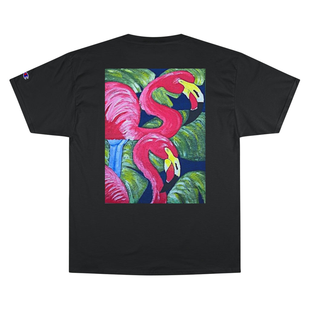 Pink Flamingo Beach T-Shirt — Tropical Sunset Graphic Tee