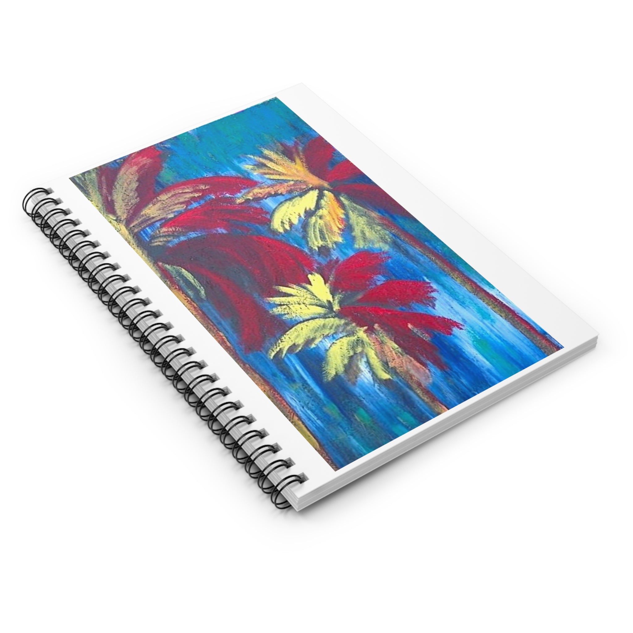 Tropical Palm Notebook — Colorful Abstract Palm Tree Spiral Journal (Ruled)