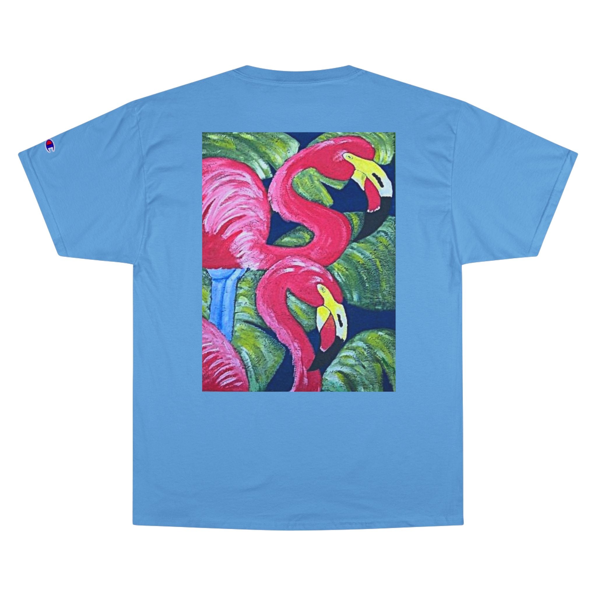 Pink Flamingo Beach T-Shirt — Tropical Sunset Graphic Tee