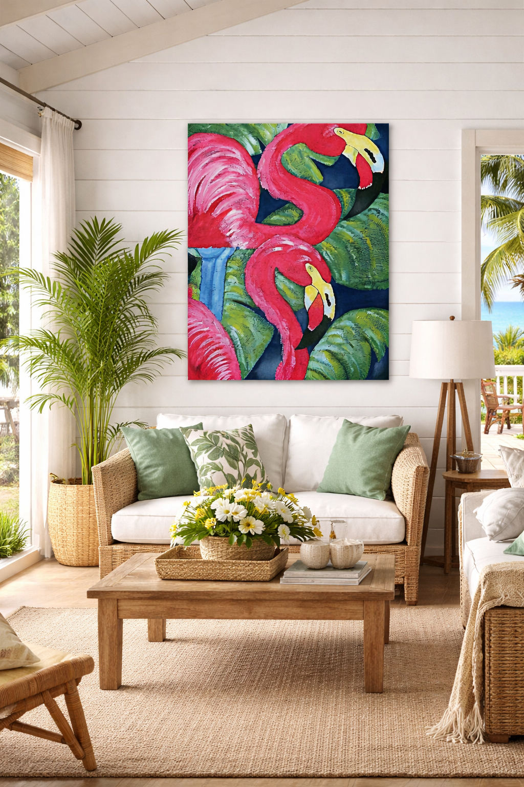 Flamingo Tropical Canvas Print — Stretched 1.5" Wall Art