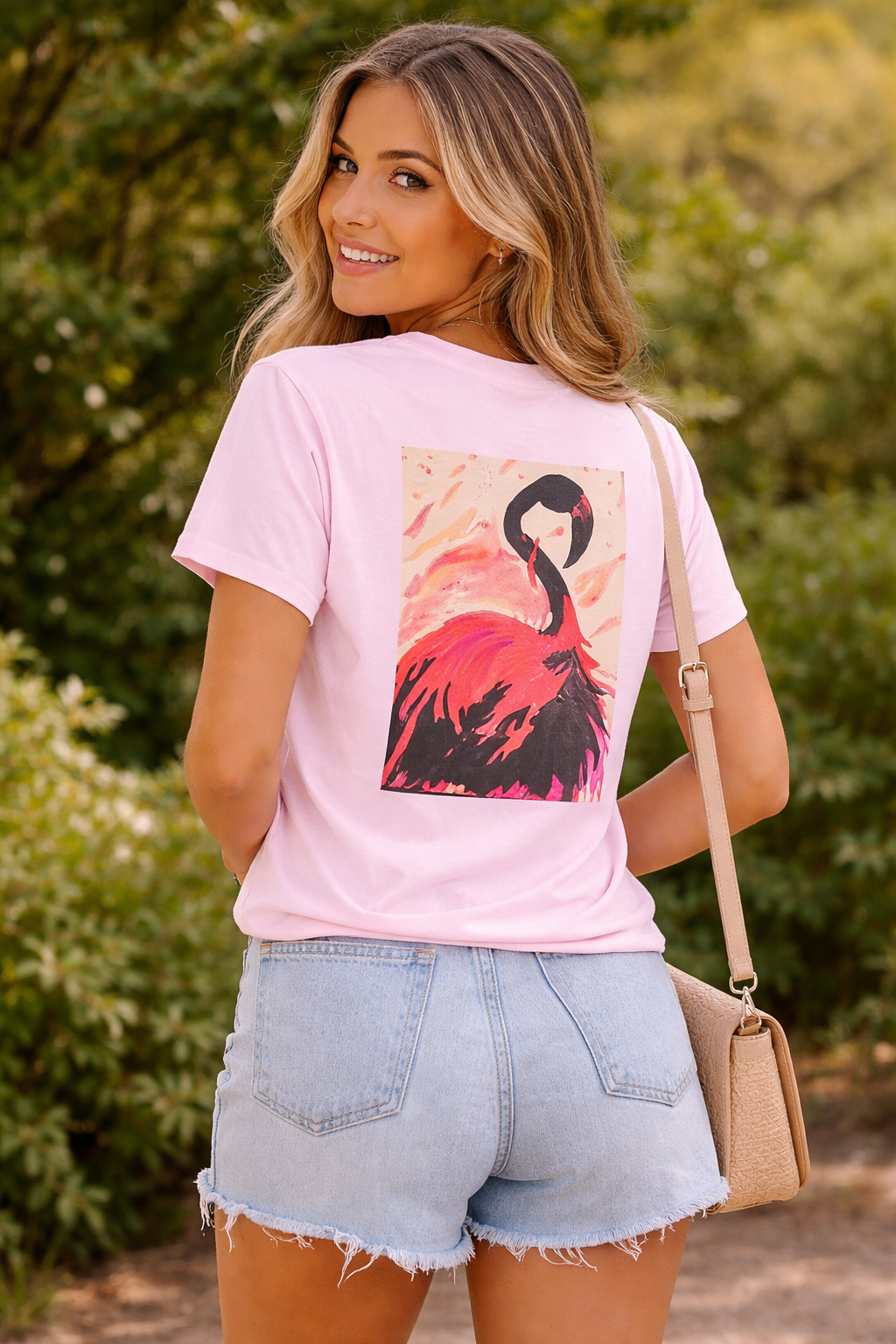 Flamingo Art T-Shirt — Pink Tropical Bird Graphic Tee