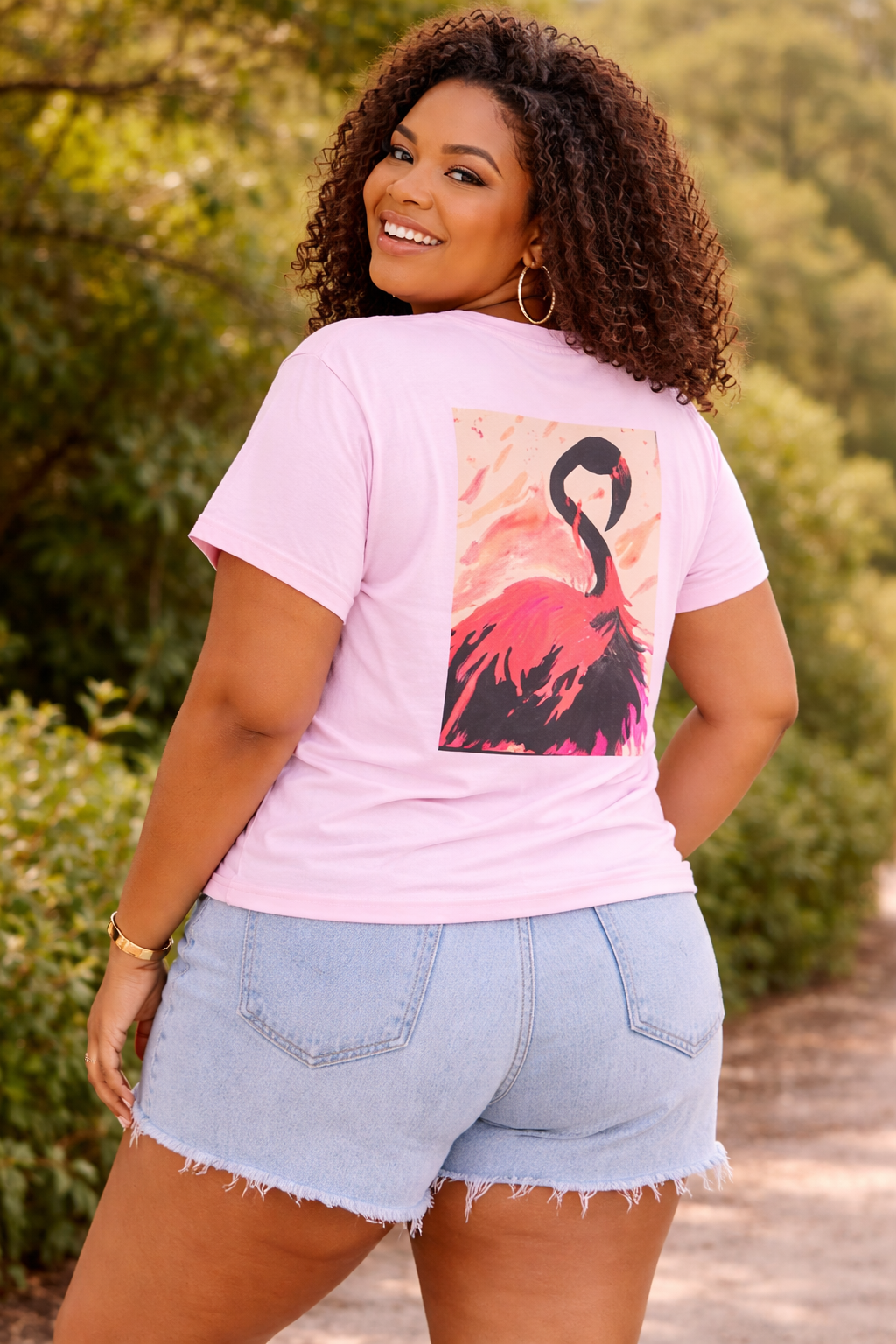 Flamingo Art T-Shirt — Pink Tropical Bird Graphic Tee