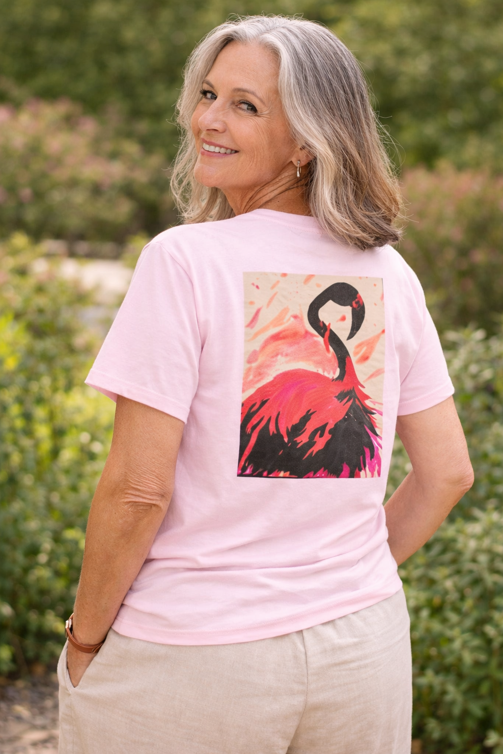 Flamingo Art T-Shirt — Pink Tropical Bird Graphic Tee
