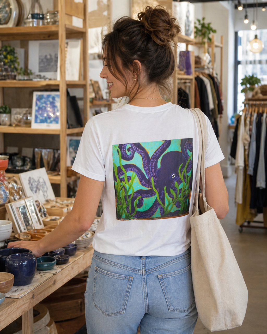 Octopus Art T-Shirt — Vibrant Purple Sea Creature Graphic Tee