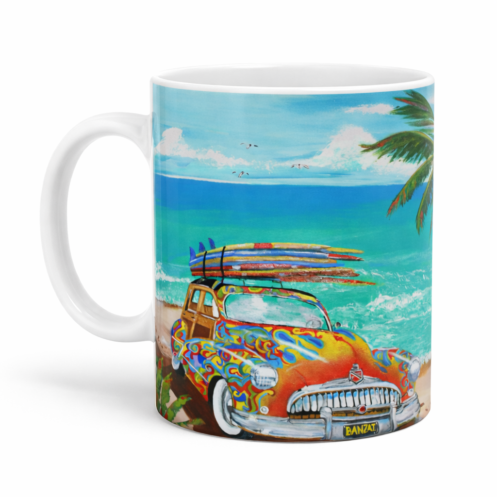 Beach Cruiser Mug — Vintage Surf Station Wagon Coffee Cup