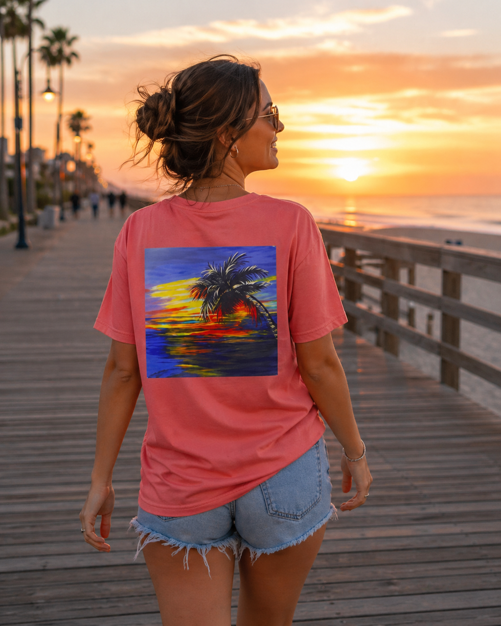 T-Shirt — Tropical Sunset Palm Beach Graphic Tee