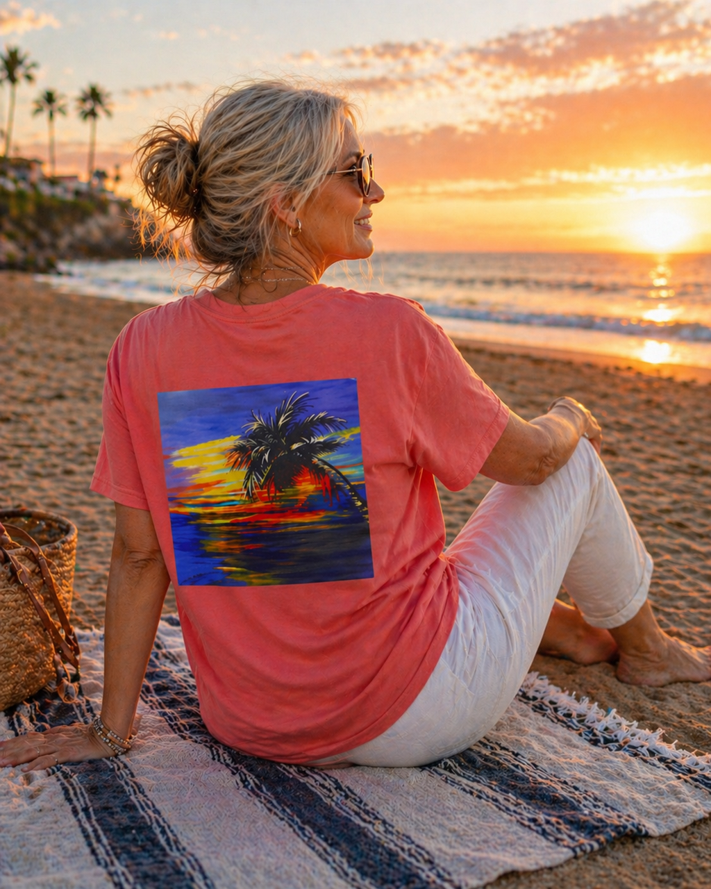 T-Shirt — Tropical Sunset Palm Beach Graphic Tee