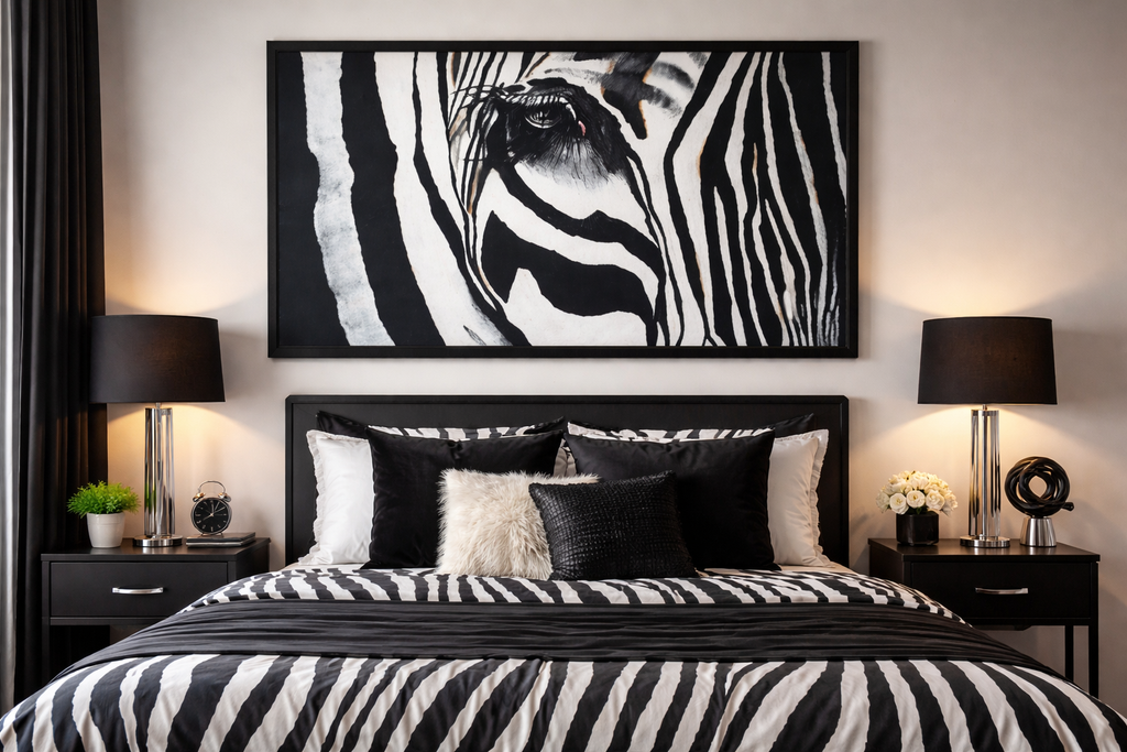 Zebra Eye Canvas Wall Art – Black & White Wildlife Print, 1.5" Stretched