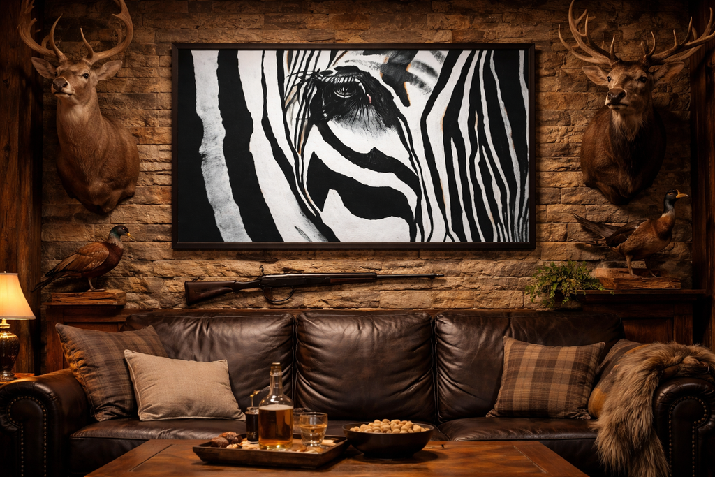 Zebra Eye Canvas Wall Art – Black & White Wildlife Print, 1.5" Stretched